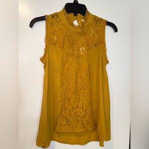 Self Esteem Gold Lace Sleeveless Blouse